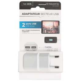 Be Mix Adaptateur de secteur avec 2 ports USB