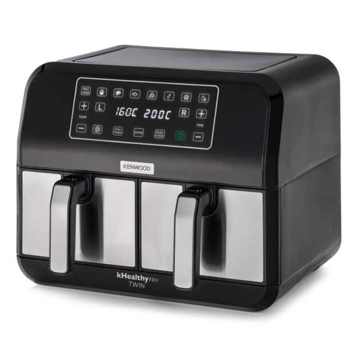 Kenwood Airfryer HFM20.000MB Friteuse à air chaud kHealthy Twin, 2x4L, noir et argent - Modèle HFM20.000MB