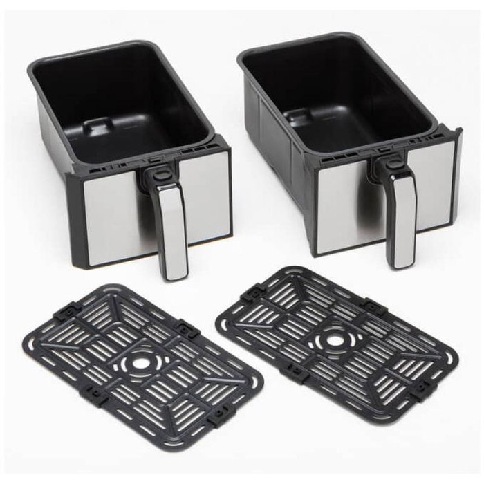Kenwood Airfryer HFM20.000MB Friteuse à air chaud kHealthy Twin, 2x4L, noir et argent - Modèle HFM20.000MB