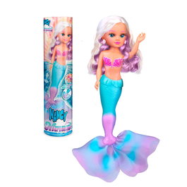 Famosa - Nancy Magic Colour Mermaid - Nac86000 - Poupée sirène avec changement de couleur au contact de l'eau - Cheveux blonds avec mèches violettes