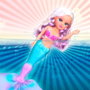 Famosa - Nancy Magic Colour Mermaid - Nac86000 - Poupée sirène avec changement de couleur au contact de l'eau - Cheveux blonds avec mèches violettes