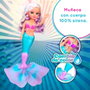 Famosa - Nancy Magic Colour Mermaid - Nac86000 - Poupée sirène avec changement de couleur au contact de l'eau - Cheveux blonds avec mèches violettes