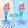 Famosa - Nancy Magic Colour Mermaid - Nac86000 - Poupée sirène avec changement de couleur au contact de l'eau - Cheveux blonds avec mèches violettes