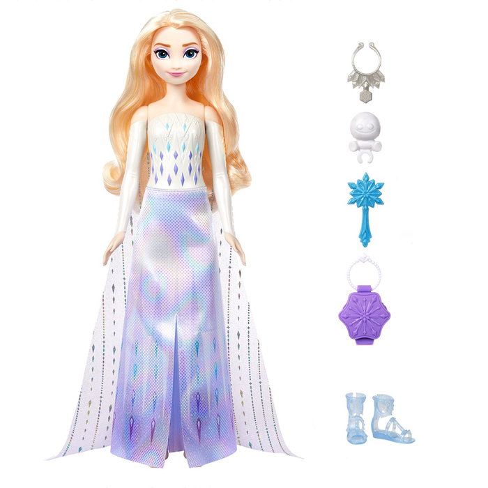 Mattel Disney Frozen Elsa - Boîte à Surprises Spin & Reveal HTG25 - Figurine et Accessoires avec Décors - Version Multilingue - Pour Enfants 3 Ans et Plus