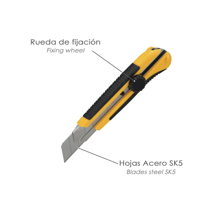 WOLFPACK LINEA PROFESIONAL Cutter Large Professionnel Lame Acier SK5 25mm WOLFPACK LINEA PROFESIONAL Cutter Large Professionnel Lame Acier SK5 25mm