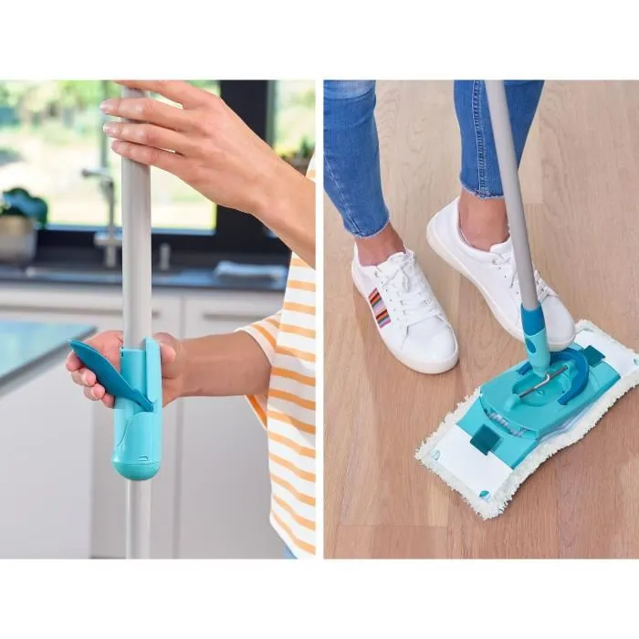 Leifheit 52120 Set Lave-Sol avec Seau Essoreur Clean Twist M Ergo, Balai Serpillère Plat, Manche Télescopique 110 à 140 cm, Mécanisme Rotatif