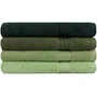Serviettes de bain, Lot de 4, 70 x 140 cm, Vert, Coton 100%