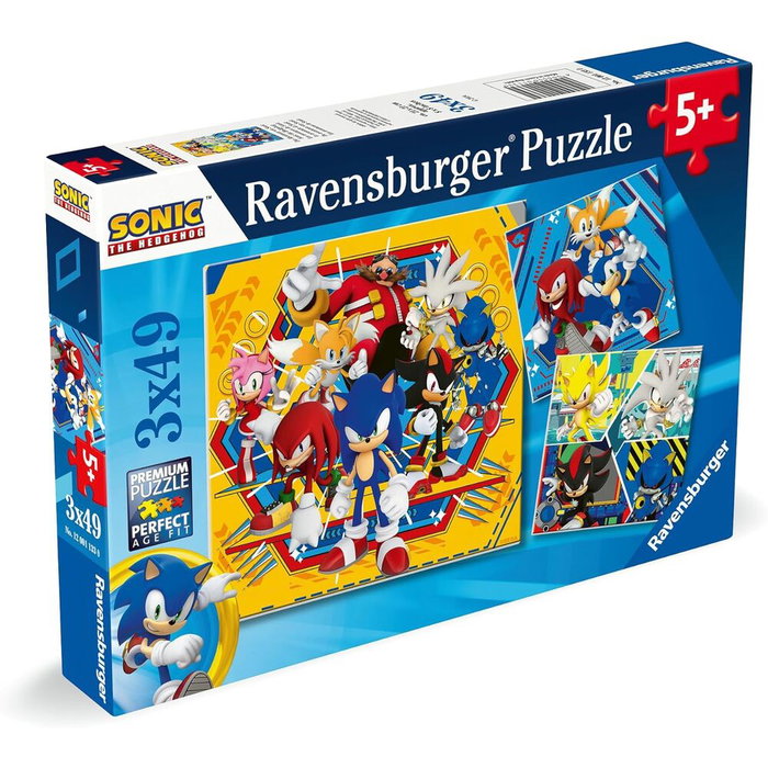 Ravensburger Puzzles Les aventures de Sonic, lot de 3 (3 x 49 pièces) Ravensburger Puzzles Les aventures de Sonic, lot de 3 (3 x 49 pièces)
