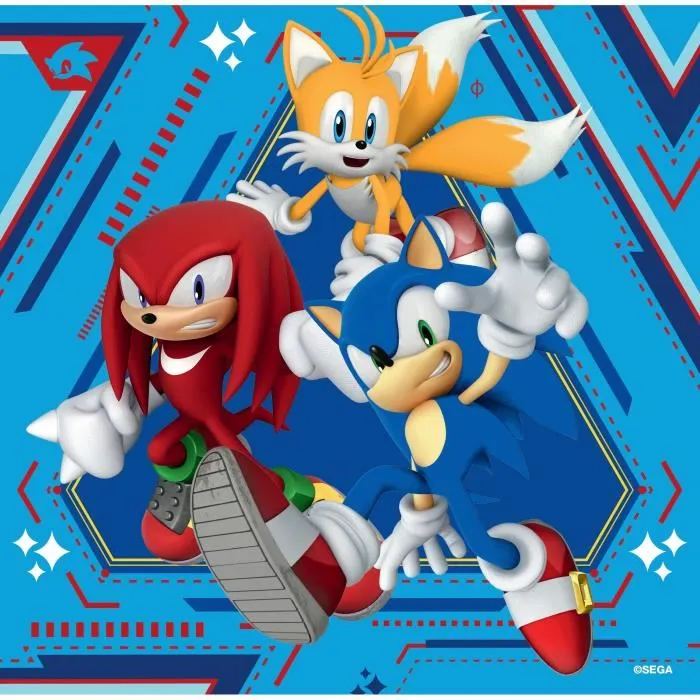 Ravensburger Puzzles 12001133 - 3 Puzzles de 49 Pièces Les Aventures de Sonic, avec Posters à Taille Réelle, Jeu Éducatif pour Enfants dès 5 Ans