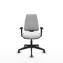 Chaise Elche Contact permament de base Tissu Blanc Base pyramidale noire Accoudoir 1D Sans appui-tête Roulettes 65mm pour moquette