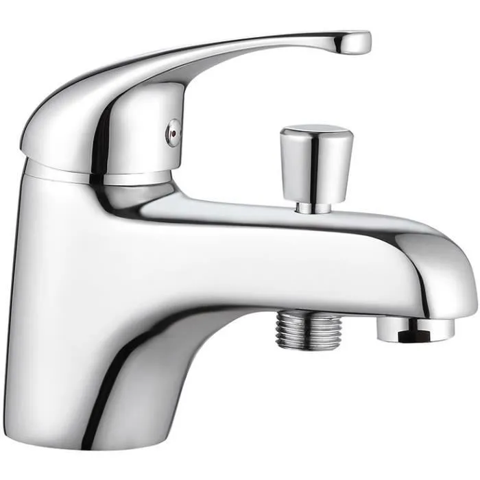 ROUSSEAU CARDIFF Mitigeur de baignoire-douche monotrou chromé brillant avec manette, éco-stop et économie d'eau, garantie 5 ans