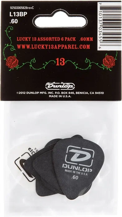 DUNLOP Pack assorti de 6 médiators Lucky 13 Series II The Original - 0,60 mm