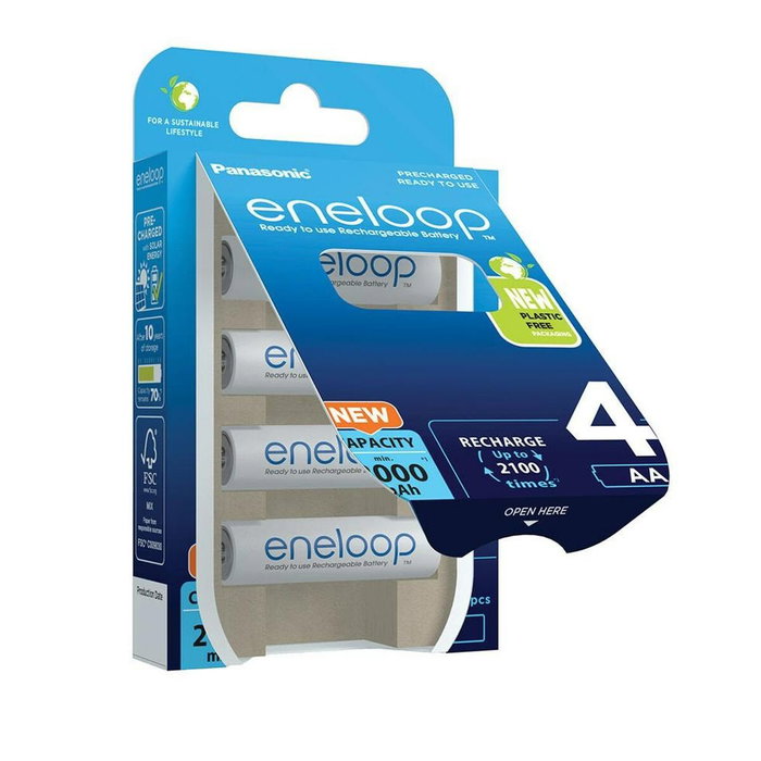 Panasonic BK-3MCDE/4CP 2000 mAh 1,2 V 5 V - Lot de 4 batteries rechargeables AA Panasonic BK-3MCDE/4CP 2000 mAh 1,2 V 5 V - Lot de 4 batteries rechargeables AA