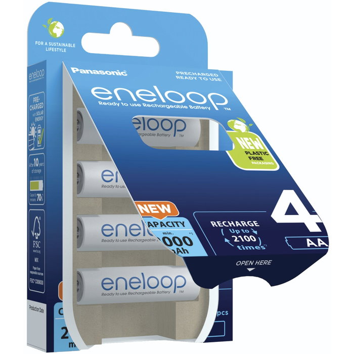 Panasonic BK-3MCDE/4CP 2000 mAh 1,2 V 5 V - Lot de 4 batteries rechargeables AA Panasonic BK-3MCDE/4CP 2000 mAh 1,2 V 5 V - Lot de 4 batteries rechargeables AA