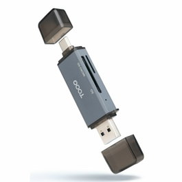 TooQ Lecteur de cartes SD + TF USB-C 3.0 et USB-A Gris