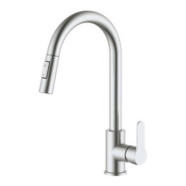 Verhal Mino Robinet de cuisine monocommande extraible plateau argent mat acier inoxydable 304