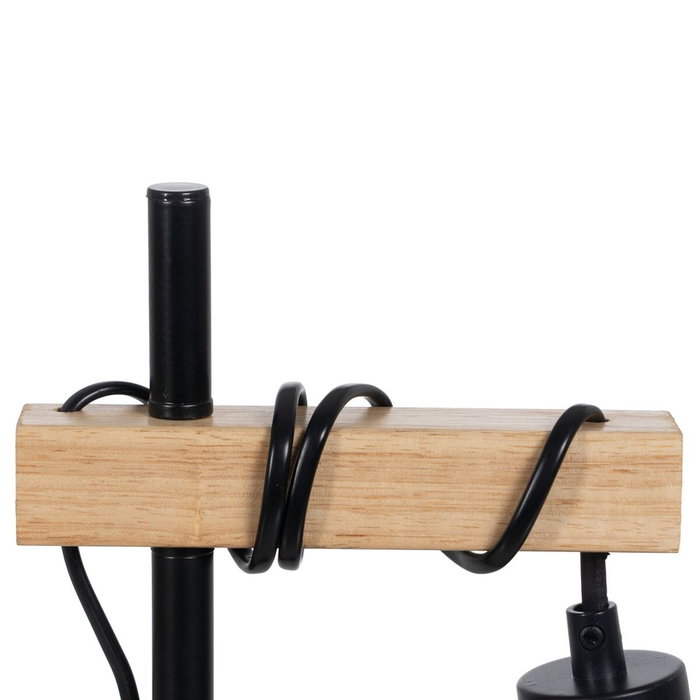 BigBuy Home Lampe de bureau Noir Beige Bois Fer