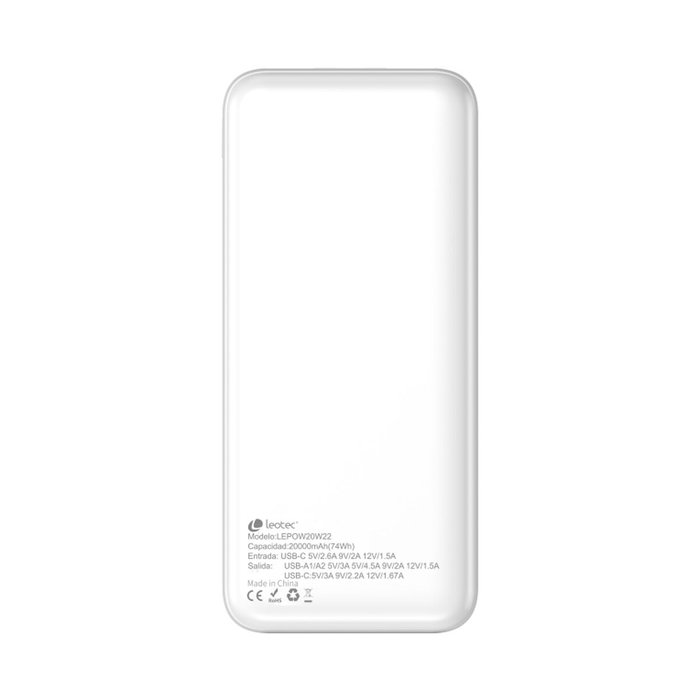 LEOTEC Powerbank LEPOW20W22W Blanc 20000 mAh