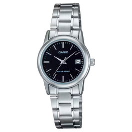 Casio LTP-V002D-1A avec cadran noir et bracelet gris