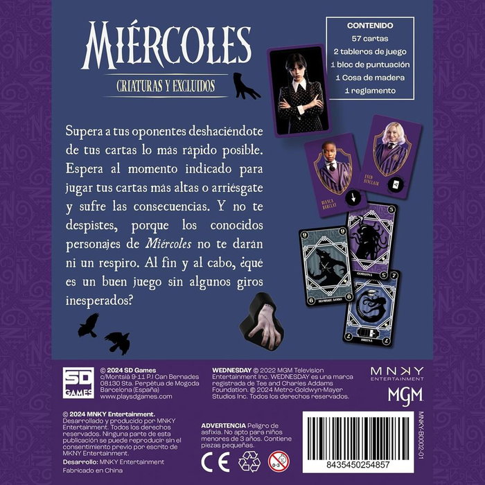 SD GAMES Jeu de Cartes Criaturas y Excluidos Miércoles Wednesday en Espagnol - Jeu de Société Familial pour 2 à 6 Joueurs, à partir de 8 Ans SD GAMES Jeu de Cartes Criaturas y Excluidos Miércoles Wednesday en Espagnol - Jeu de Société Familial pour 2 à 6 Joueurs, à partir de 8 Ans