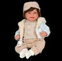 Muñecas Arias Muñeca Elegance 45 cm Zoe Beige avec cheveux et mécanisme de rire Try Me, Poupée interactive parlante espagnole pour enfants 3 ans et plus