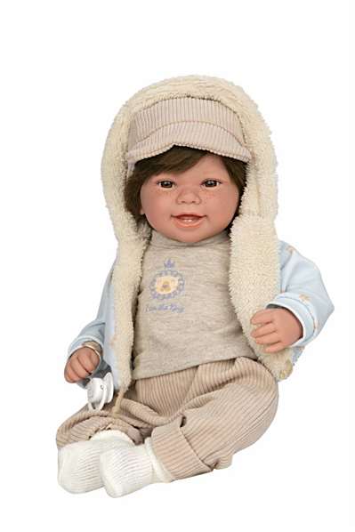 Muñecas Arias Muñeca Elegance 45 cm Zoe Beige avec cheveux et mécanisme de rire Try Me, Poupée interactive parlante espagnole pour enfants 3 ans et plus