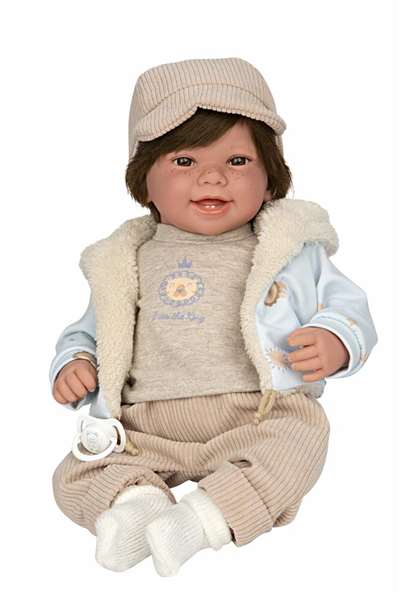 Muñecas Arias Muñeca Elegance 45 cm Zoe Beige avec cheveux et mécanisme de rire Try Me, Poupée interactive parlante espagnole pour enfants 3 ans et plus