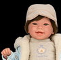 Muñecas Arias Muñeca Elegance 45 cm Zoe Beige avec cheveux et mécanisme de rire Try Me, Poupée interactive parlante espagnole pour enfants 3 ans et plus