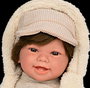 Muñecas Arias Muñeca Elegance 45 cm Zoe Beige avec cheveux et mécanisme de rire Try Me, Poupée interactive parlante espagnole pour enfants 3 ans et plus