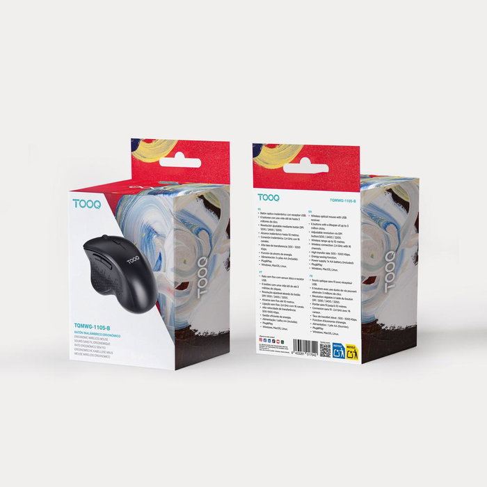 Tooq Souris sans fil ergonomique TQMWG - 1105 - B noir Tooq Souris sans fil ergonomique TQMWG - 1105 - B noir