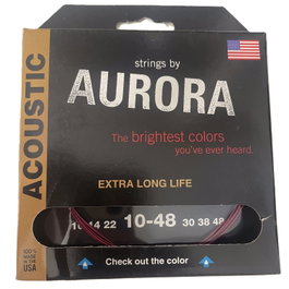 AURORA STRINGS 10-48 Cordes Acoustiques Aurora Pink Coated Phosphore Bronze – Durée de Vie 3-4x Plus Longue, Faites aux USA