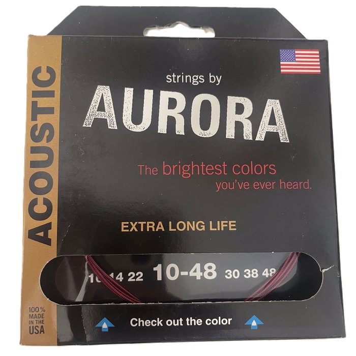 AURORA STRINGS 10-48 Cordes Acoustiques Aurora Pink Coated Phosphore Bronze – Durée de Vie 3-4x Plus Longue, Faites aux USA AURORA STRINGS 10-48 Cordes Acoustiques Aurora Pink Coated Phosphore Bronze – Durée de Vie 3-4x Plus Longue, Faites aux USA