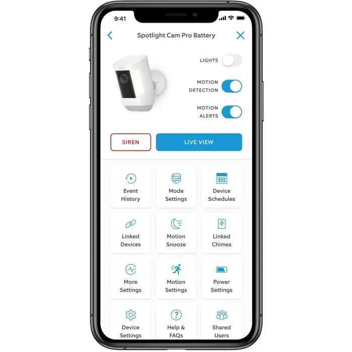 Ring Spotlight Cam Pro Caméra de sécurité avec batterie - Blanc - Détection de mouvement et vision nocturne