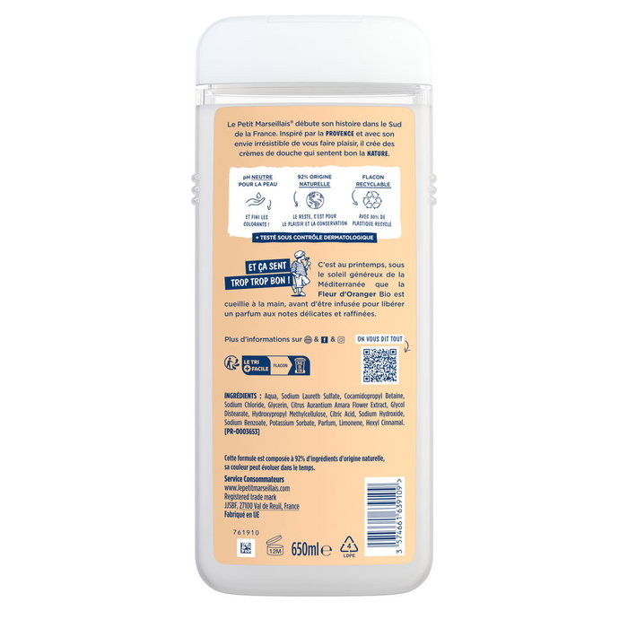 LE PETIT MARSEILLAIS Gel de bain Fleur d'Oranger 650 ml