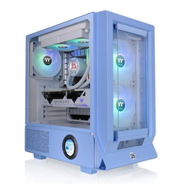 Thermaltake Ceres 350 MX Hydrangea Blue Boîtier PC Gaming Mid Tower, panneau latéral en verre trempé, ventilateurs RVB, USB 3.2 Type-C