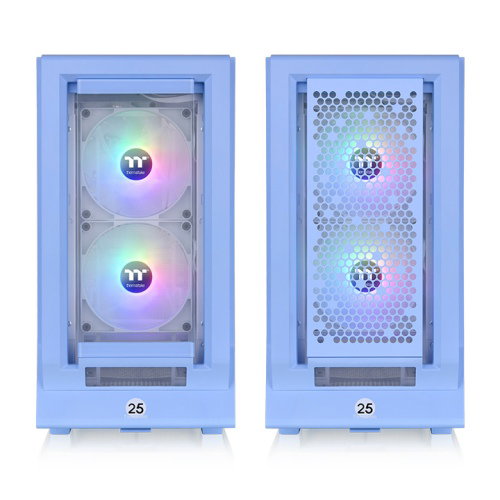 Thermaltake Ceres 350 MX Hydrangea Blue Boîtier PC Gaming Mid Tower, panneau latéral en verre trempé, ventilateurs RVB, USB 3.2 Type-C