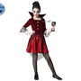 Déguisement Vampire Bordeau Fille Enfant 10-12 Ans pour Halloween - Robe Dracula avec Collerette et Manches Blanches en Polyester