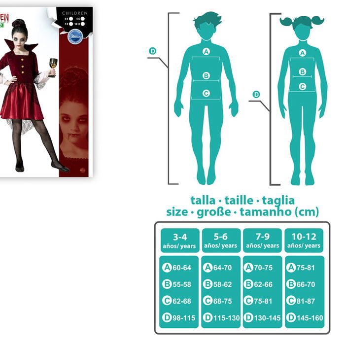 Déguisement Vampire Bordeau Fille Enfant 10-12 Ans pour Halloween - Robe Dracula avec Collerette et Manches Blanches en Polyester