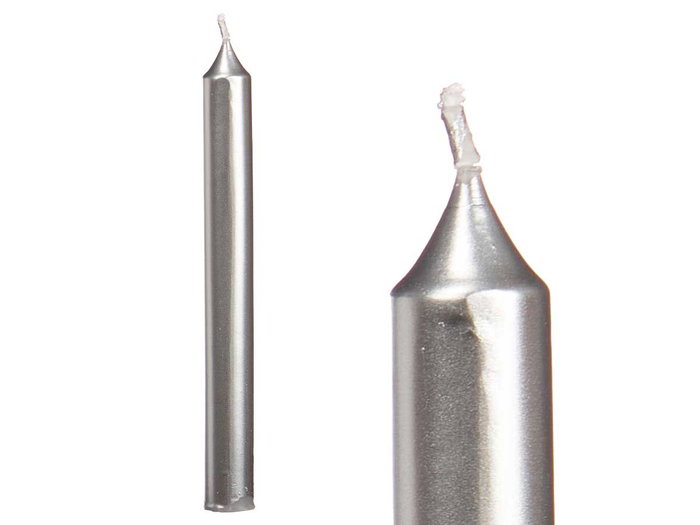 Acorde Set de 8 Bougies Argenté 20 cm Durée 8 Heures (Set de 12)