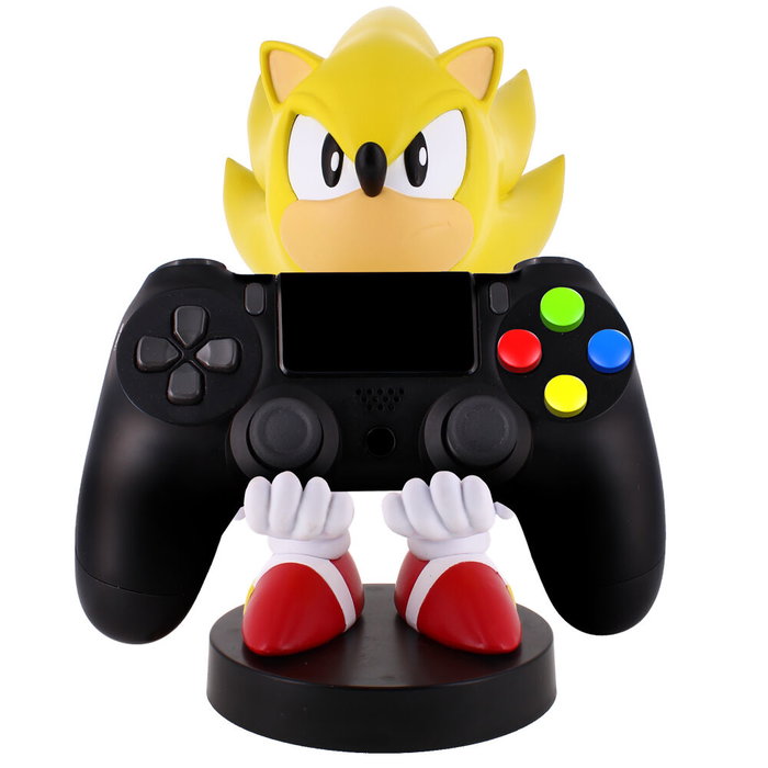 EXQUISITE GAMING Cable Guy Porte-Figurine de Sujetion et Recharge Sub Super Sonic - Sonic 21 cm, Compatible PS5 DualSense, Xbox Series S/X, iPhone et Smartphones