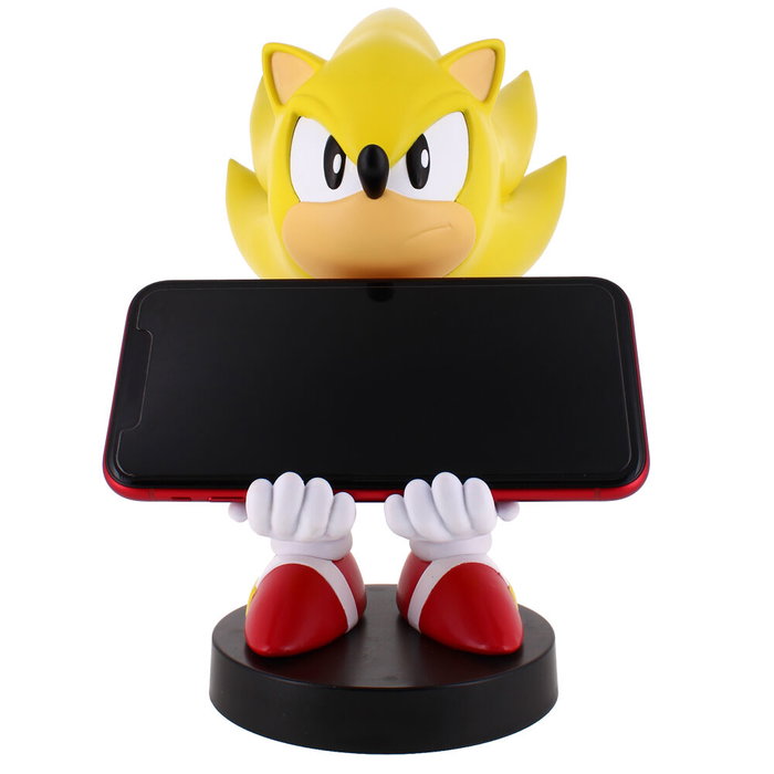 EXQUISITE GAMING Cable Guy Porte-Figurine de Sujetion et Recharge Sub Super Sonic - Sonic 21 cm, Compatible PS5 DualSense, Xbox Series S/X, iPhone et Smartphones