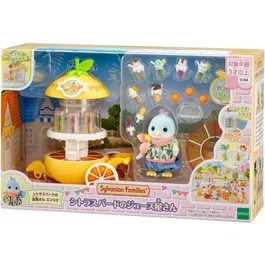 Sylvanian Families - Stand de jus de fruits La fête foraine - Coffret avec chariot à jus portable et accessoires - Jeu pour enfants dès 3 ans