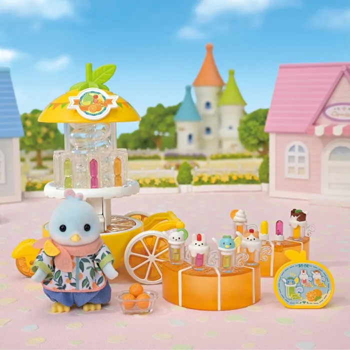 Sylvanian Families - Stand de jus de fruits La fête foraine - Coffret avec chariot à jus portable et accessoires - Jeu pour enfants dès 3 ans