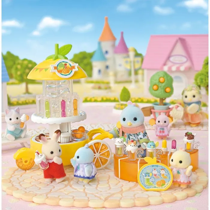 Sylvanian Families - Stand de jus de fruits La fête foraine - Coffret avec chariot à jus portable et accessoires - Jeu pour enfants dès 3 ans