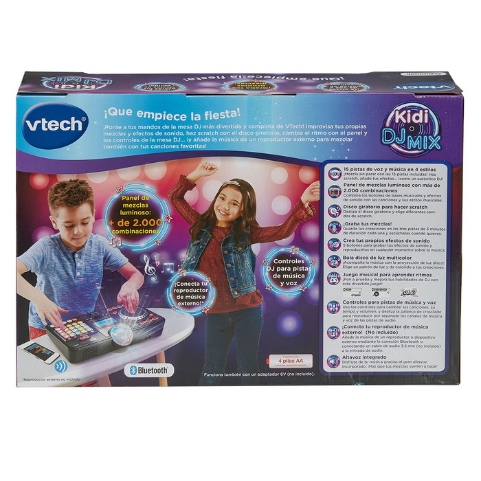 VTech - Table de mixage pour DJ Kidi Dj Mix 80-547322 - Avec Bluetooth, effets sonores et 15 musiques - Jouet éducatif en espagnol pour enfants 6 ans et plus