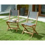 BigBuy Outdoor Lot de 4 chaises de jardin pliantes EDEN en bois d'acacia et textilène gris