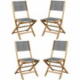 BigBuy Outdoor Lot de 4 chaises de jardin pliantes EDEN en bois d'acacia et textilène gris
