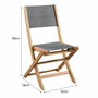 BigBuy Outdoor Lot de 4 chaises de jardin pliantes EDEN en bois d'acacia et textilène gris