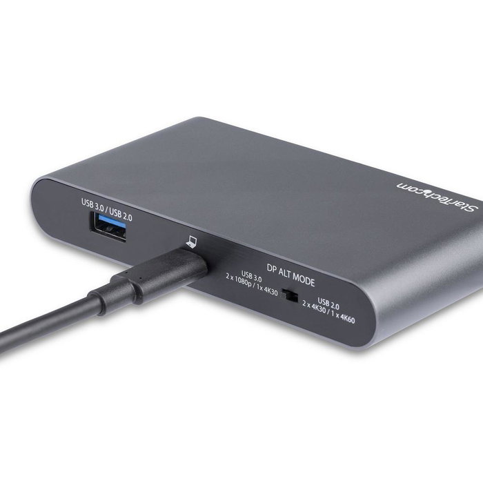 Startechcom Docking Station 7-en-1 USB-C vers double DisplayPort 4K 60Hz RJ-45 Gigabit Ethernet USB 3.0 Noir