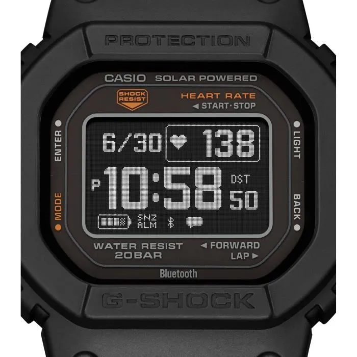 Casio G-Shock DW-H5600-1ER Montre connectée sportive avec cardiofréquencemètre optique GPS et suivi d'entraînement - Noir